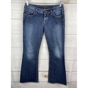 Silver Jeans Womens 30 Aiko Distressed Stretch Denim Medium Wash Boot Cut